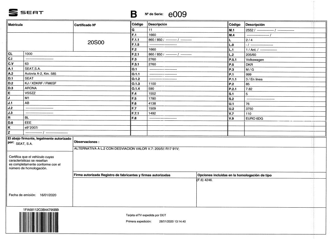 Revisar la ficha técnica del vehículo también es un factor importante a la hora de comprobar la documentación del coche