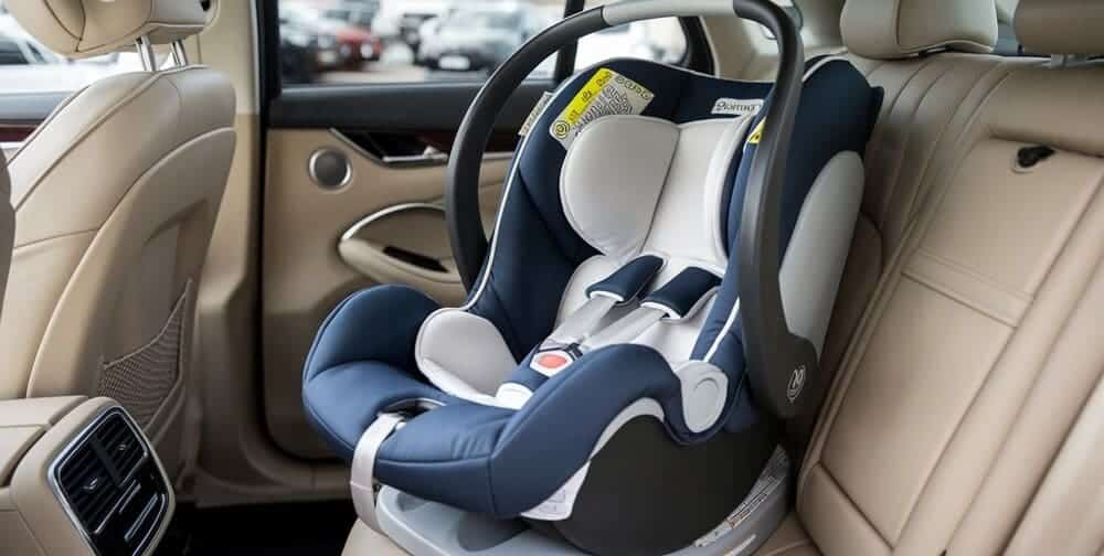 Una silla del coche para bebés situada en una de las plazas traseras de un coche