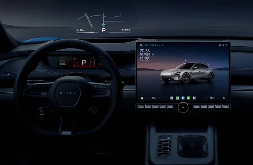 Interior del coche eléctrico Xiaomi SU7