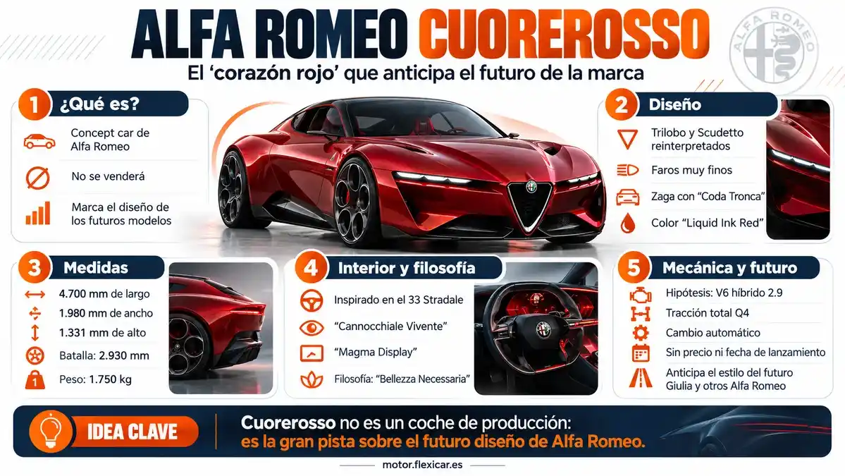 Infografía resumen del Alfa Romeo Cuoresosso