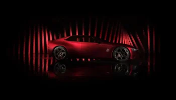 El Alfa Romeo Cuorerosso en vista lateral de color rojo