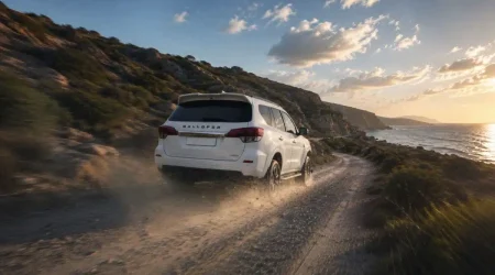 Galloper S15 circulando por un camino de tierra junto a la costa, el nuevo todoterreno de la marca
