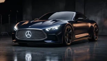 Mercedes-Benz Vision Iconic con parrilla frontal LED retroiluminada y carrocería azul marino